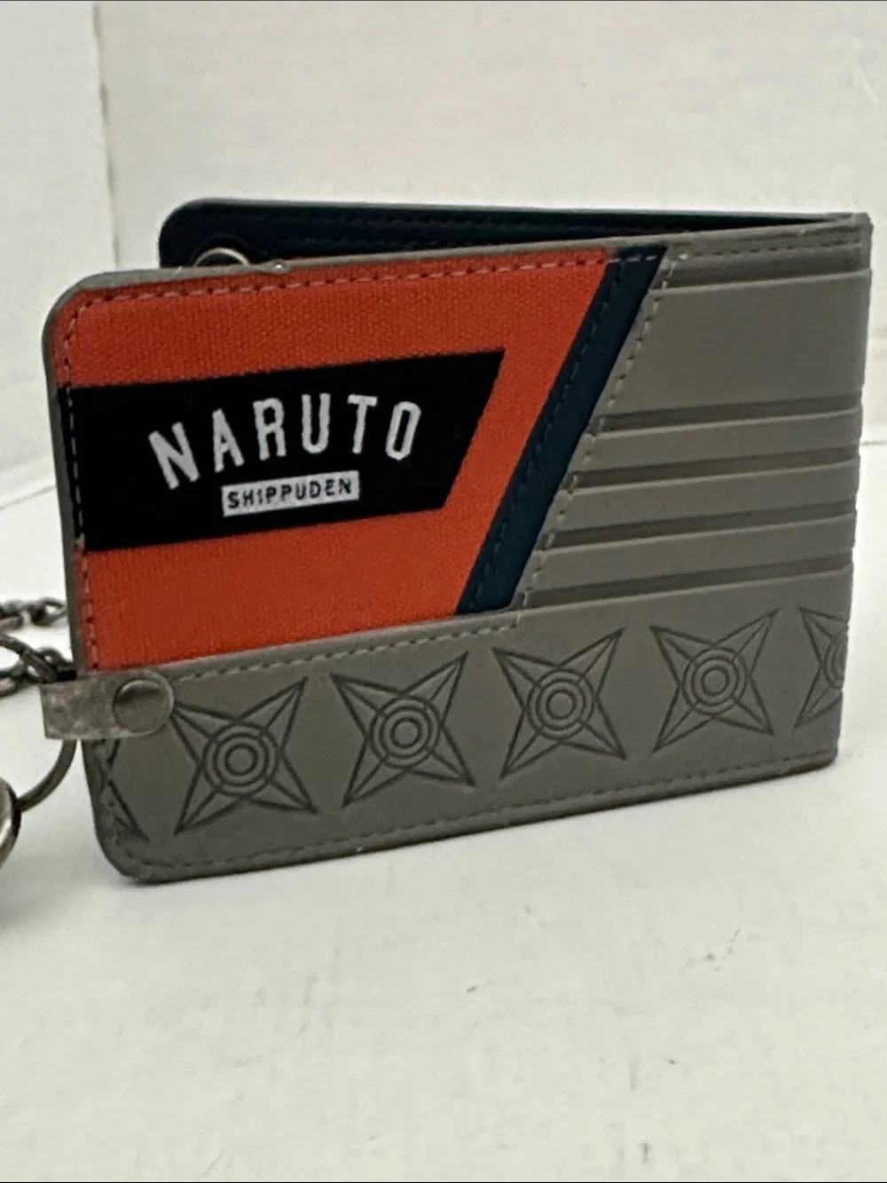 NARUTO Hidden Leaf Village Bifold Wallet with Chain - Gray & Orange
